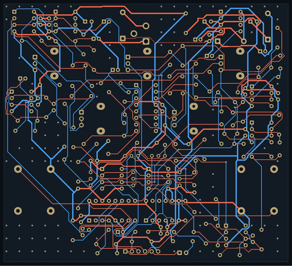 Analog BBD delay pedal board routed by fastroute
